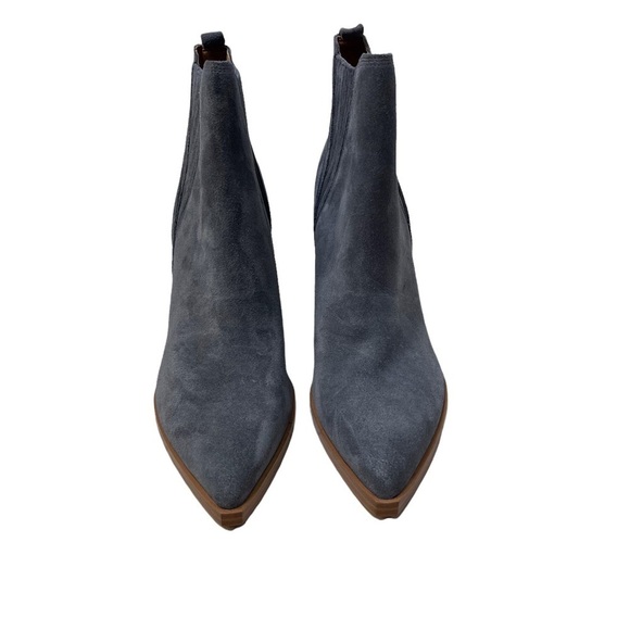 Marc Fisher Gadri Pointed Toe Bootie Gray Suede Size 11 Stacked Heel Fall Bootie - Picture 4 of 8
